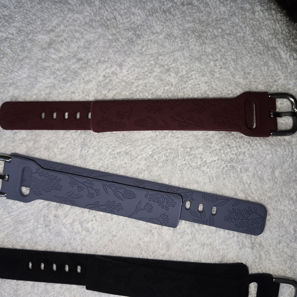 2 Packages Red,Blue, and Black Fitbit Textured Silicone Bands - Picture 6 of 8